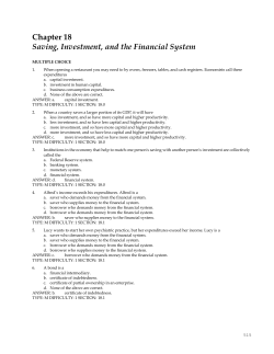 Chapter 18 Saving, Investment, and the Financial System