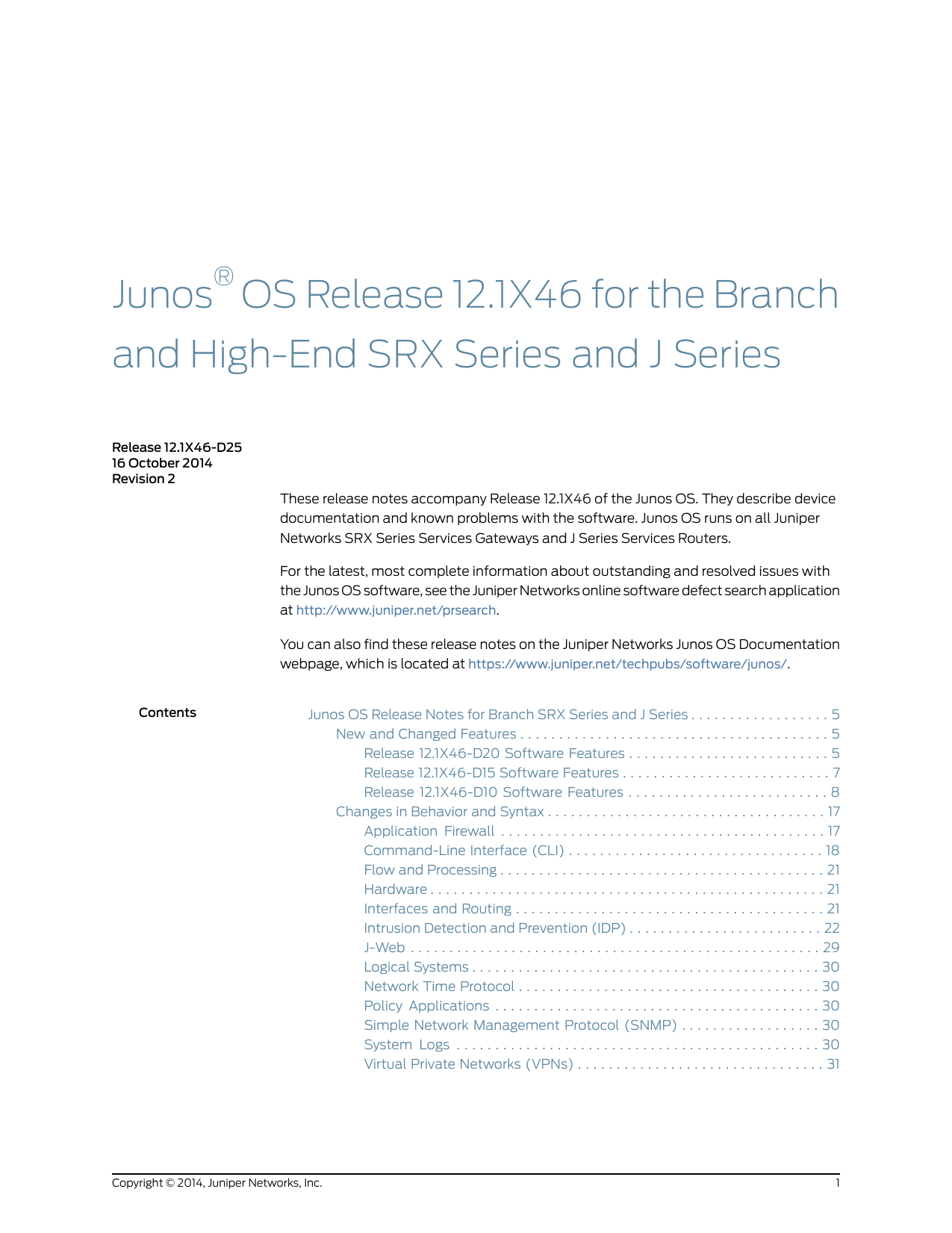 Junos Os Release 12 1x46 For The Branch And Juniper Networks