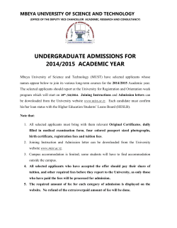 undergraduate admissions for 2014/2015 academic year - Mbeya