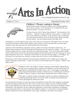 September/October 2014 Issue - Sturgis Area Arts Council