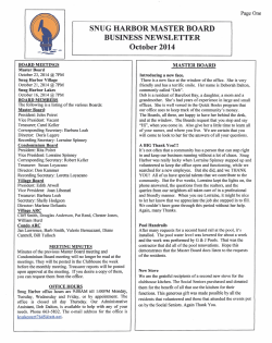 october 2014 newsletter - Snug Harbor Master Association