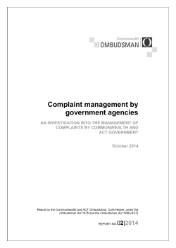 Complaint management by government agencies - Commonwealth