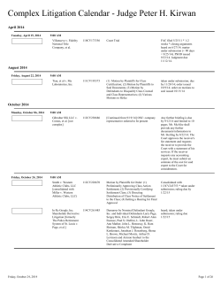 Complex Litigation Calendar - Department 17C - SC Superior Court