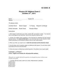 ID CODE: B Physics 201 Midterm Exam 2 October 27 , 2014