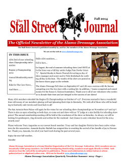 Fall 2014 Stall Street Journal - Alamo Dressage Association
