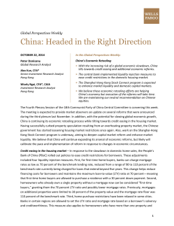 Global Perspectives Weekly. China: Headed in the - Wells Fargo