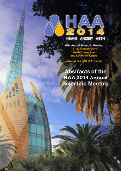 Abstracts of the HAA 2014 Annual Scientific Meeting