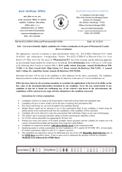 29.10.2012 and subsequent corrigendum Notice No:-ECL/CMD/C-6