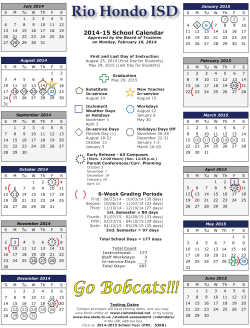 Calendar - Rio Hondo ISD