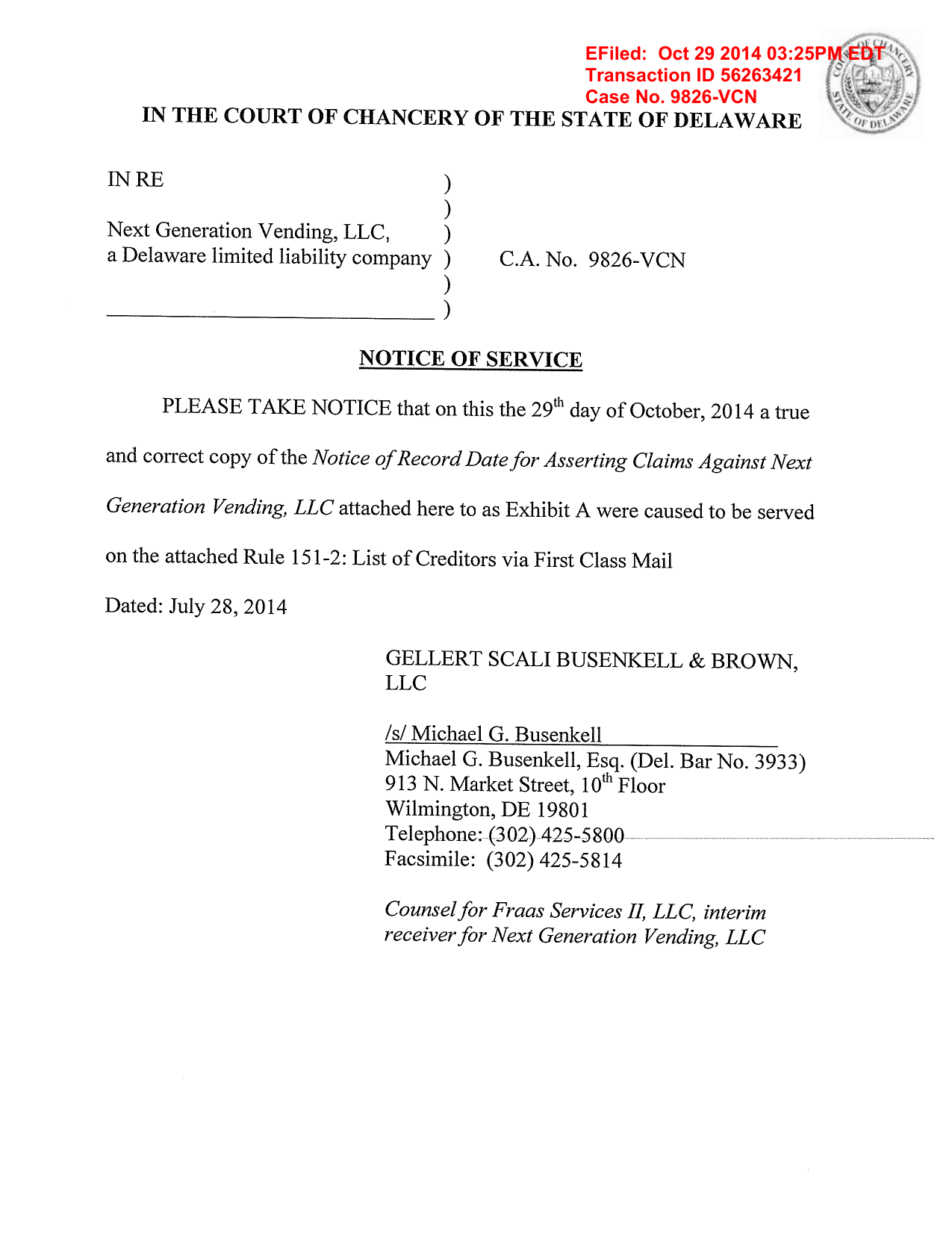 Efiled Oct 29 2014 03 25pm Edt Transaction Id 56263421 Case