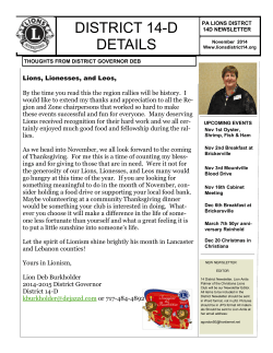 November 2014 Newsletter - Lions District 14-D
