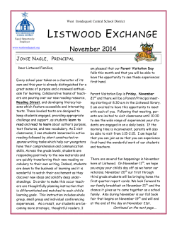 Listwood Newsletter and Calendar - West Irondequoit Central