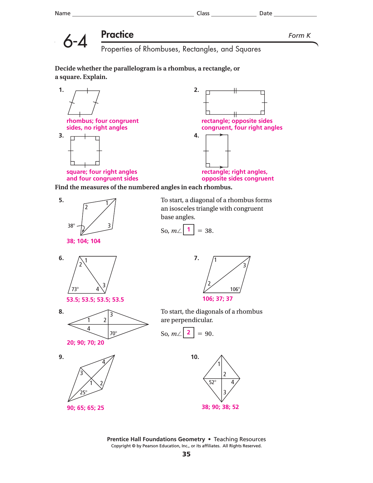 6 2 Practice Properties Of Parallelograms En AsriPortal