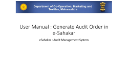 User Manual : Generate Audit Order in e-Sahakar