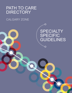 SPECIALTY SPECIFIC GUIDELINES PATH TO CARE DIRECTORY