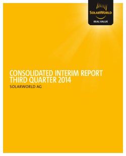 Consolidated inteRiM RePoRt thiRd QuaRteR 2014 - SolarWorld AG