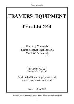 FRAMERS EQUIPMENT Price List 2014