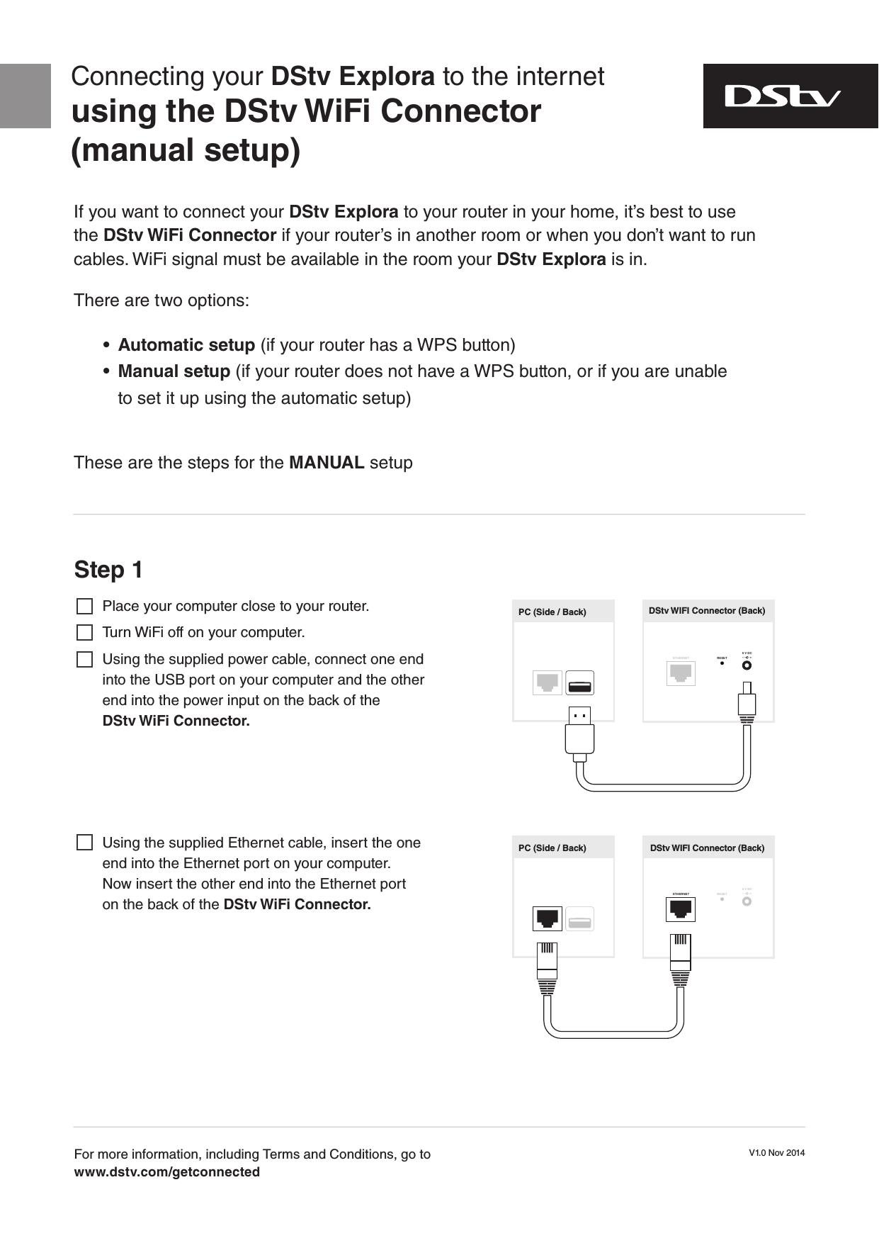 Using The Dstv Wifi Connector Manual Setup