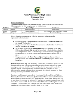 Newsletter - North Warren Central School