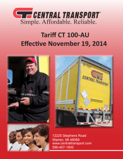 Tariff CT 100-AU Effective November 19, 2014 - Central Transport
